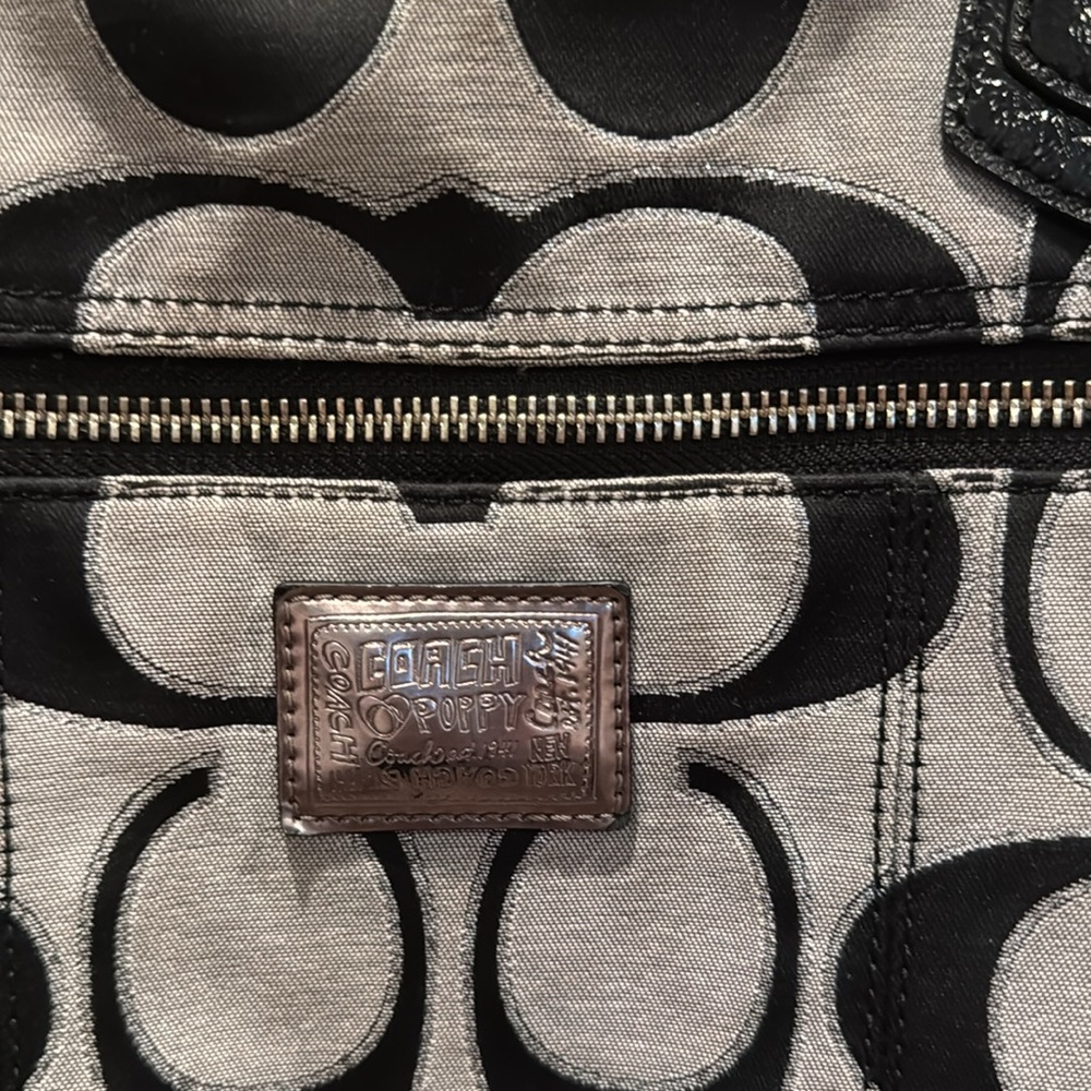 Coach poppy black & gray signature logo shoulder bag purse 2011 - Picture 3 of 13